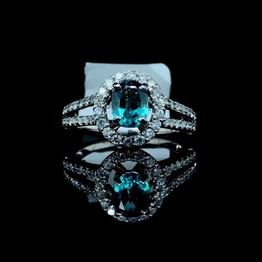 157496 - 1.53 ctw teal topaz and diamond ring