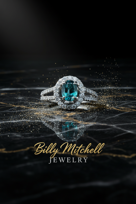 157496 - 1.53 ctw teal topaz and diamond ring