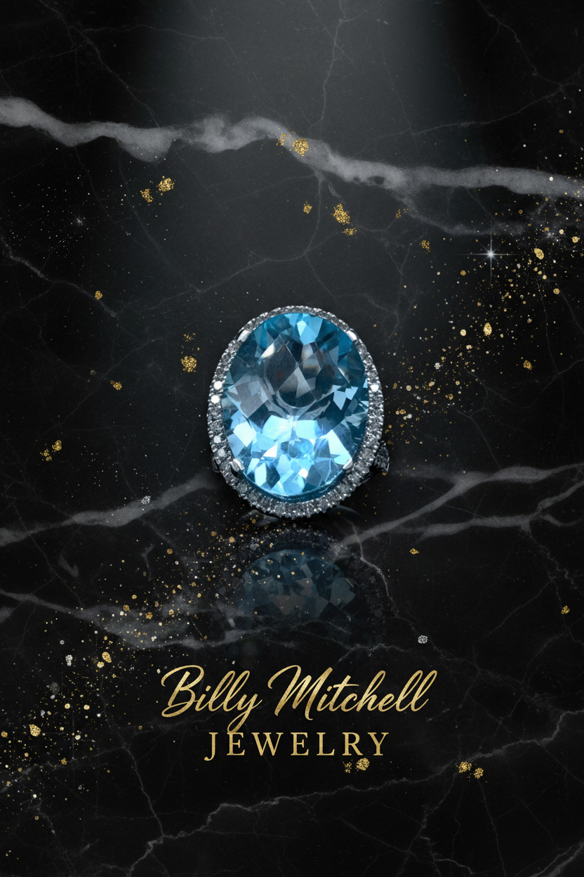 153351 - 18.25 ctw blue topaz and diamond ring