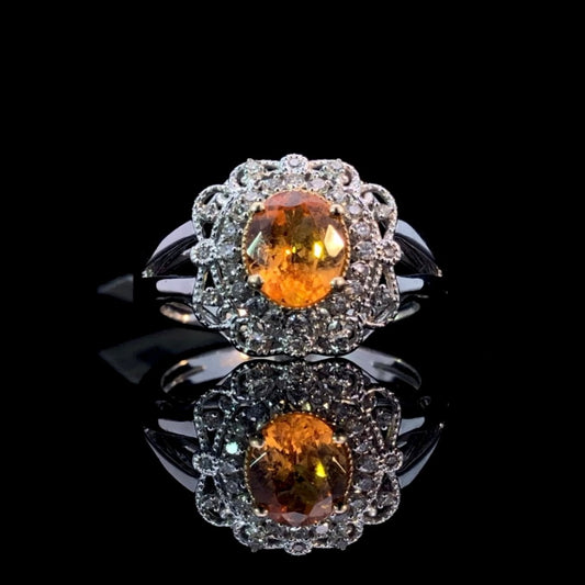 161649 - 1.74 ctw garnet and diamond ring