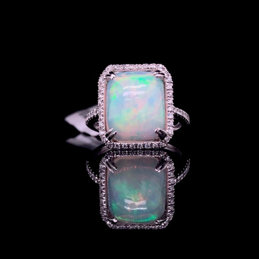 160413 - 4.64 ctw Ethiopian Opal and Diamond ring