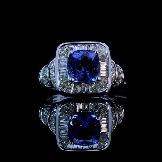160480 - 1.66 ct Cushion Cut Tanzanite Ring