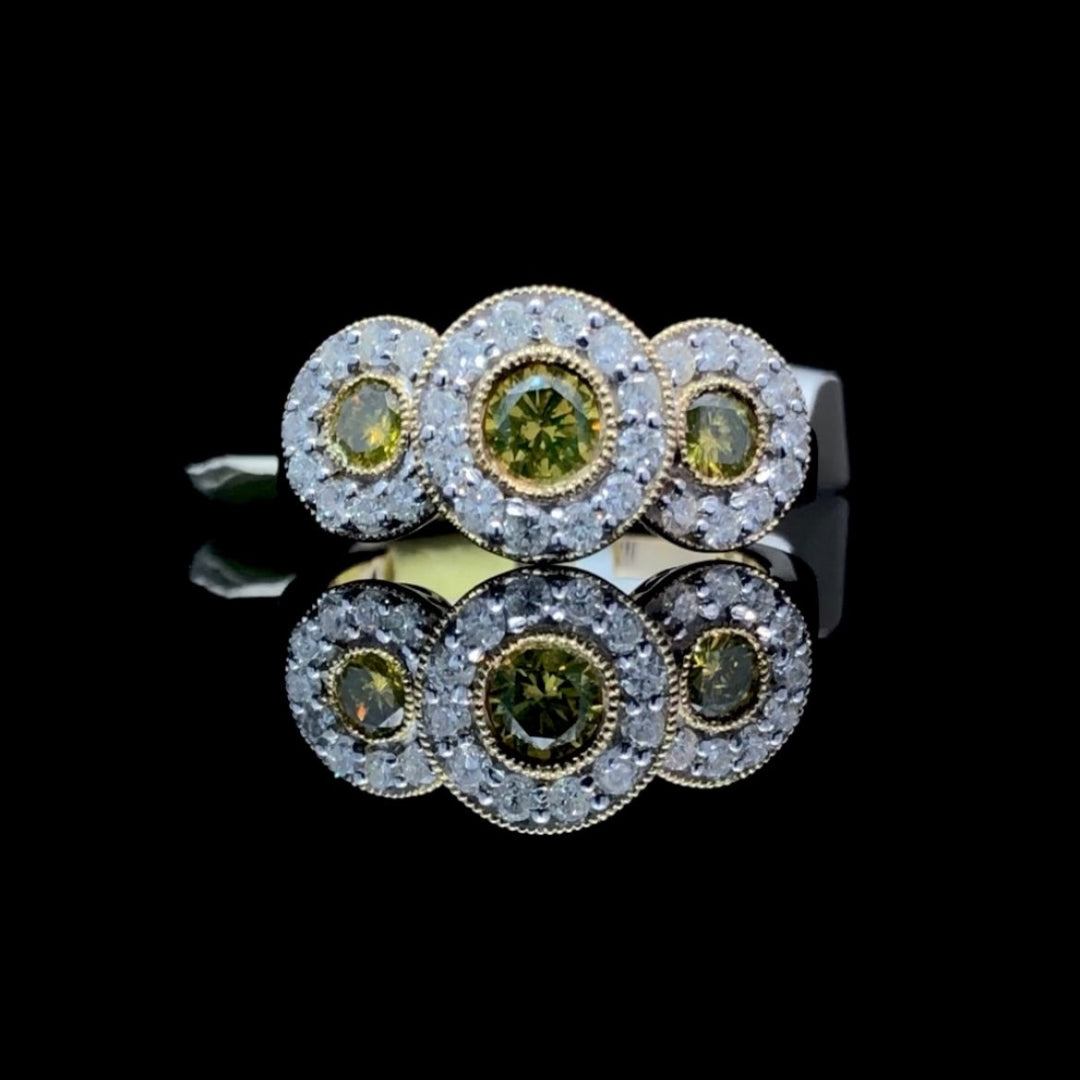 144912 - 1.00 ctw yellow and white diamond ring