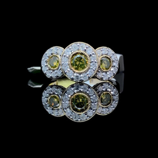 144912 - 1.00 ctw yellow and white diamond ring