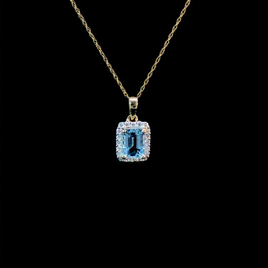 165973 - .15ctw aquamarine and diamond pendant