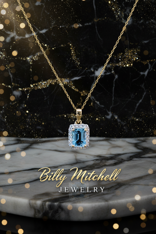 165973 - aquamarine and diamond pendant
