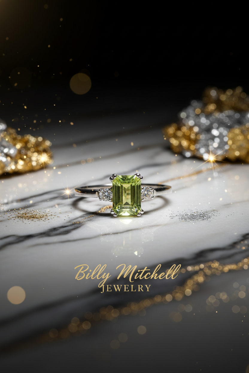159951 - .90 ctw peridot and diamond ring