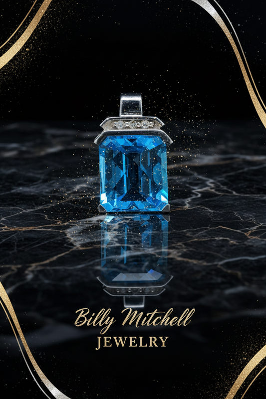 Blue topaz and diamond pendant