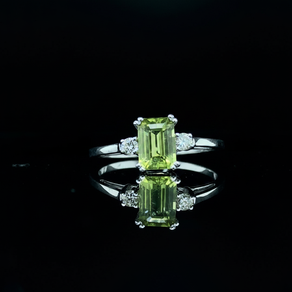 159951 - .90 ctw peridot and diamond ring