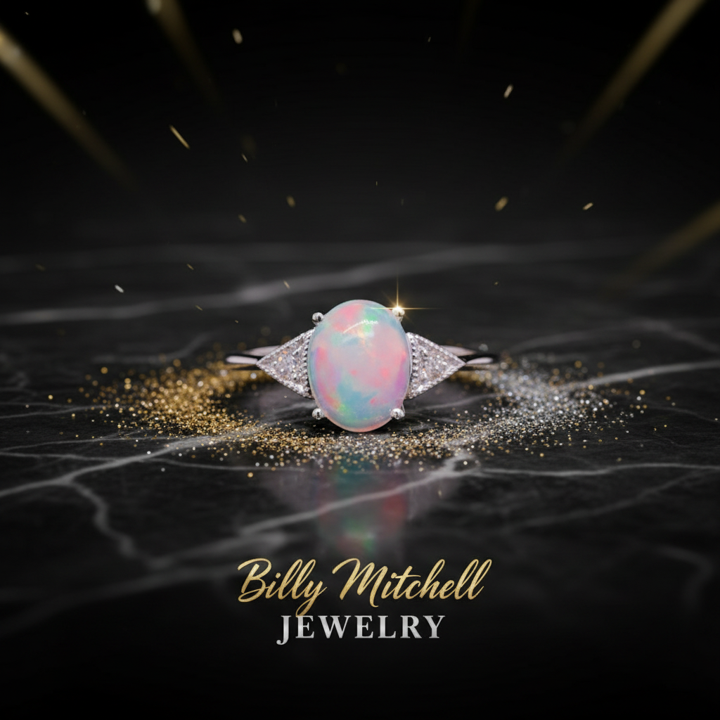 159918 - .05 ctw Diamond and Opal Ring