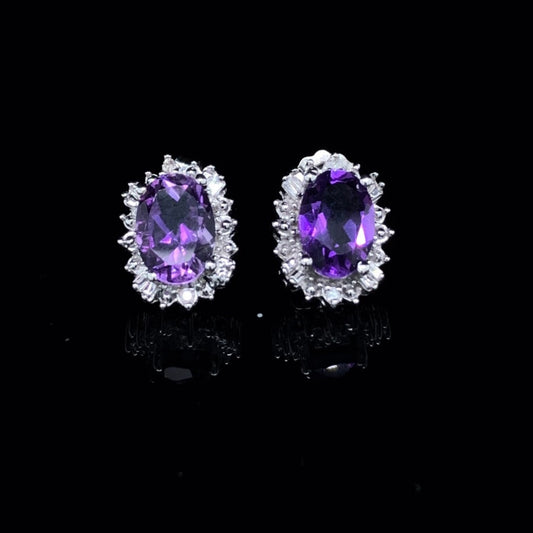 3.5 ctw amethyst and diamond earrings