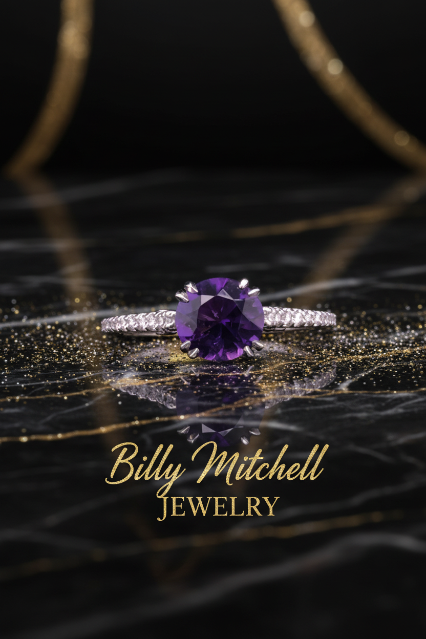 142606- .20 ctw Amethyst and diamond ring