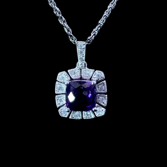 1.10 ctw diamond and amethyst pendant