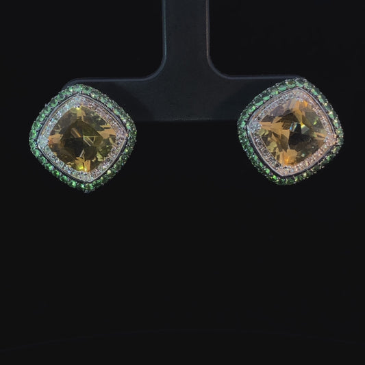 136727 - 9.54 ctw citrine, peridot, and diamond earrings