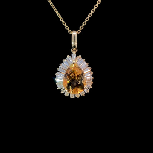 2.69 ctw citrine and diamond pendant