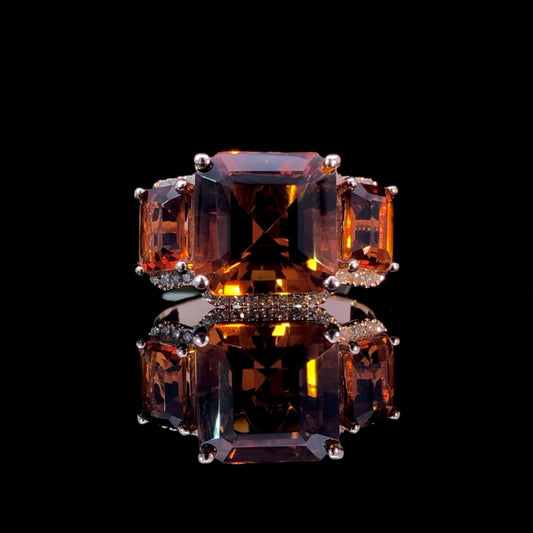 163092 - 6.08 ctw diamond and citrine ring