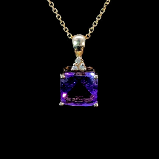 Amethyst and diamond pendant