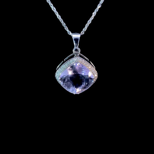 12.25 ctw amethyst and diamond pendant