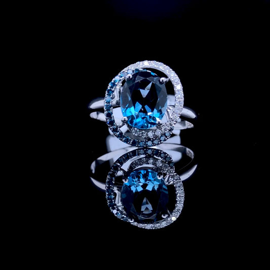 160363 - 3.16 ctw blue topaz and diamond ring