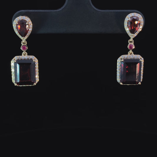 8.87 ctw garnet, ruby, and diamond earrings