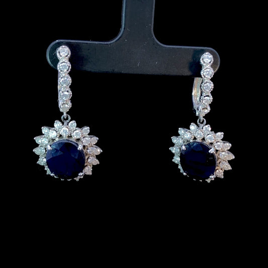 147801 - 15.21 ctw sapphire and diamond earrings