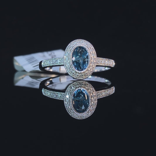 150400 - 1.08 ctw blue topaz and diamond ring
