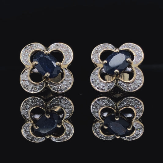 1.28 ctw sapphire and diamond earrings