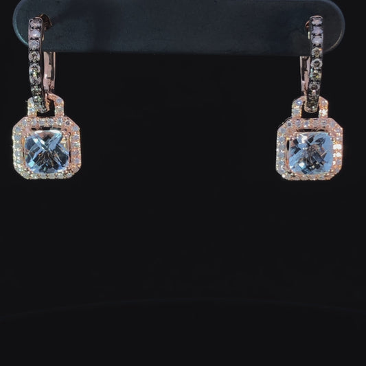 2.43 ctw aquamarine and diamond earrings