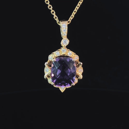 2.19 ctw diamond and amethyst pendant