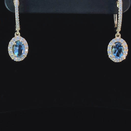 1.10 ctw aquamarine and diamond earrings