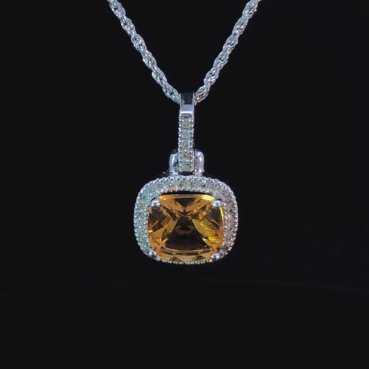 Citrine and diamond pendant