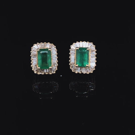 1.63 ctw emerald and diamond earrings