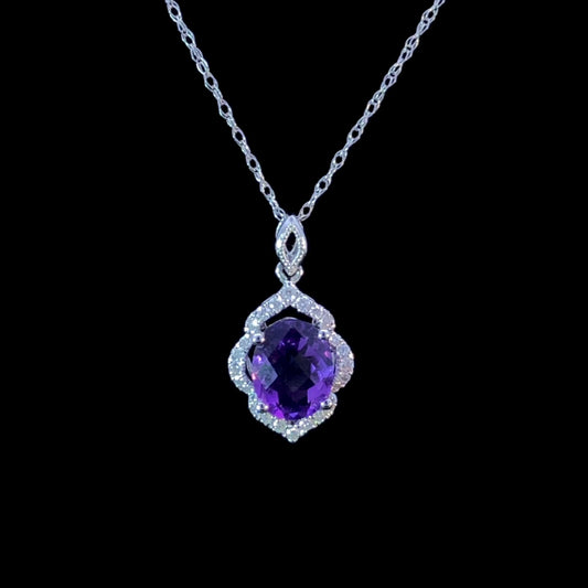 1.25 ctw diamond and amethyst pendant