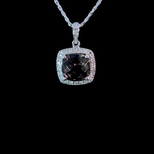 2.98 ctw diamond and smokey topaz pendant