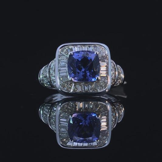 160480 - 1.66 ct Cushion Cut Tanzanite Ring