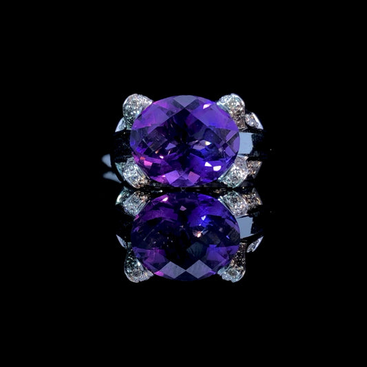 132370 - 8.14 ctw amethyst and diamond ring