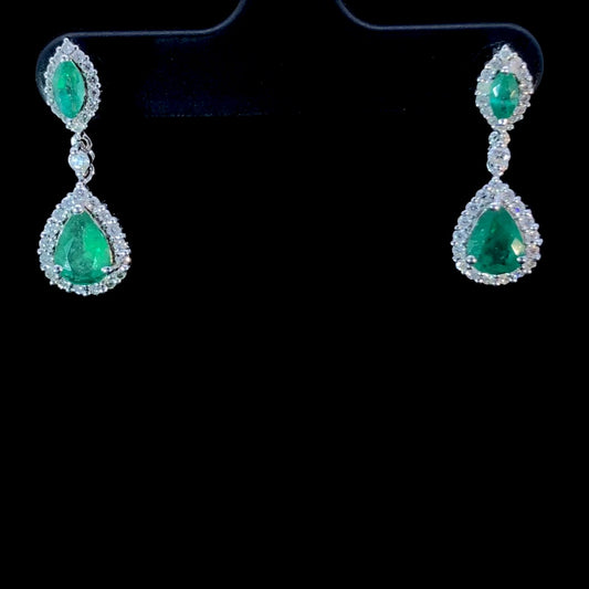 1.81 ctw emerald and diamond earrings