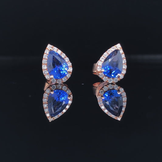 1.31 ctw sapphire and diamond earrings