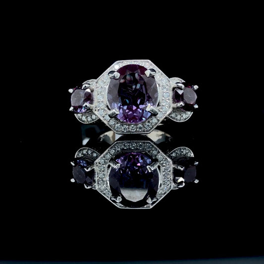 159047 - .54 ctw diamond and lab created Alexandrite ring