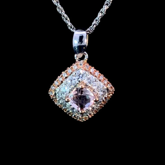 .86 ctw diamond and morganite pendant