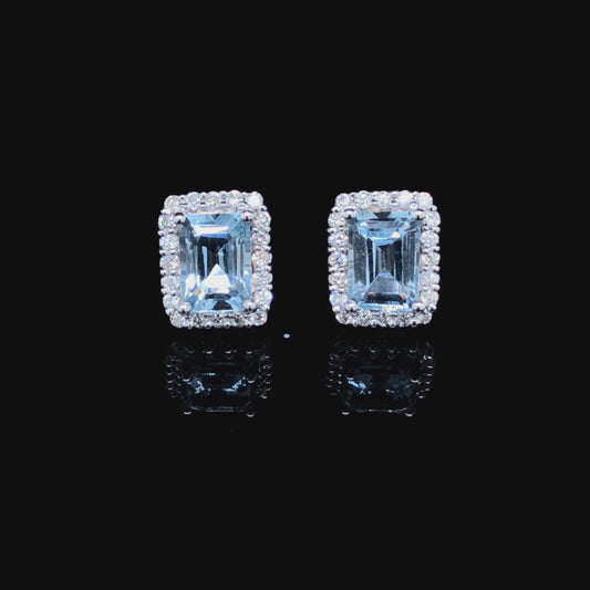 2.38 ctw diamond and aquamarine earrings