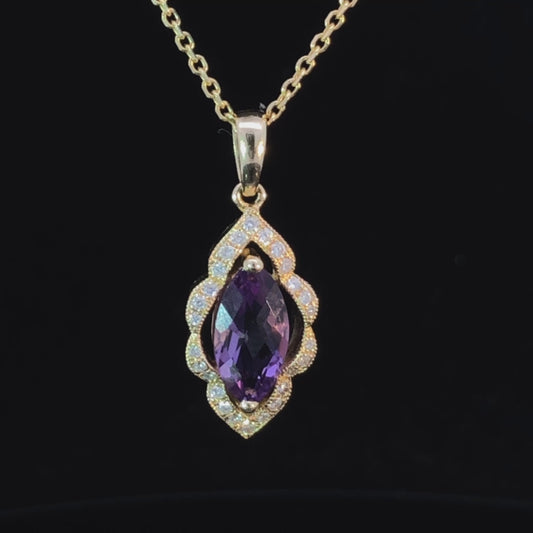 1.10 ctw diamond and amethyst pendant