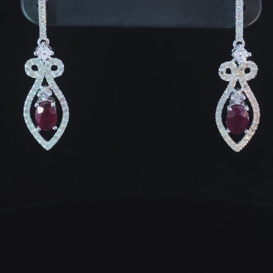 1.60 ctw ruby and diamond earrings