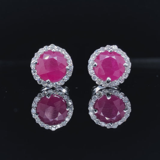 2.20 ctw ruby and diamond earrings