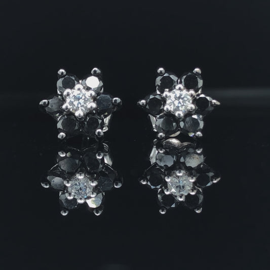 .84 ctw white and black diamond earrings